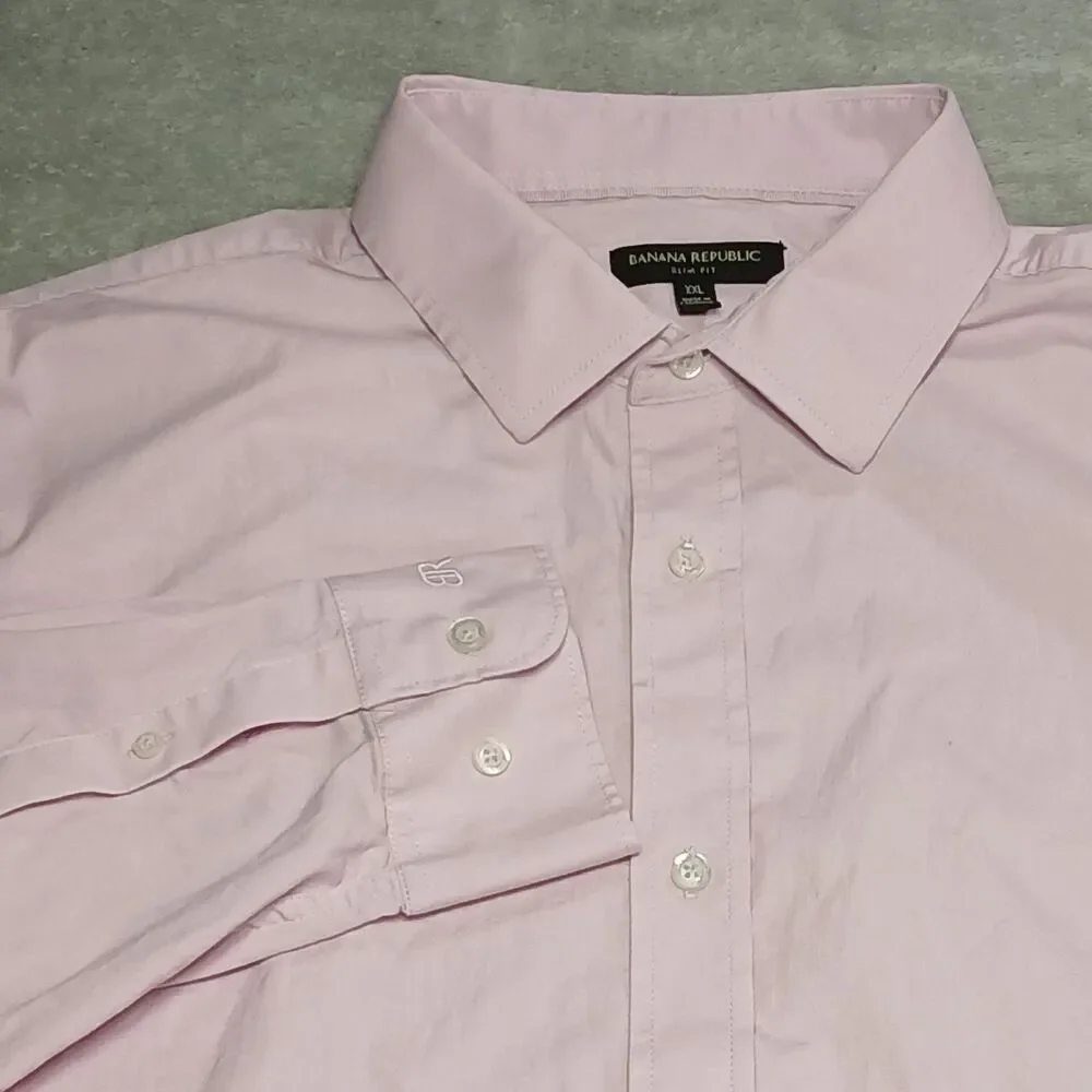 Banana Republic Mens XXL Purple Lavender Slim Long Sleeve Button Up Shirt Preppy